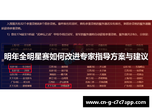 明年全明星赛如何改进专家指导方案与建议 明年全明星赛如何改进专家指导方案与建议