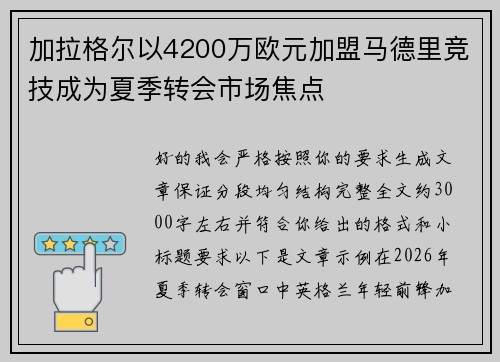 加拉格尔以4200万欧元加盟马德里竞技成为夏季转会市场焦点